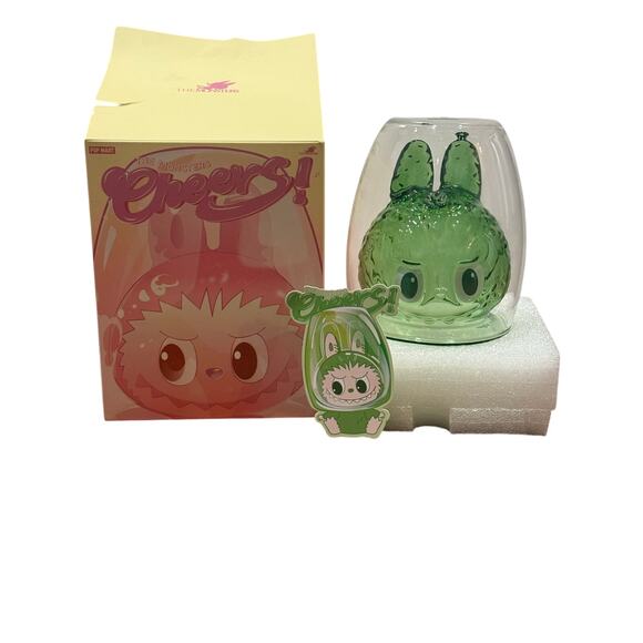 NIB Pop Mart The Monsters Cheers Labubu Green “Relax” Double Walled Glass Cup - Picture 15 of 16